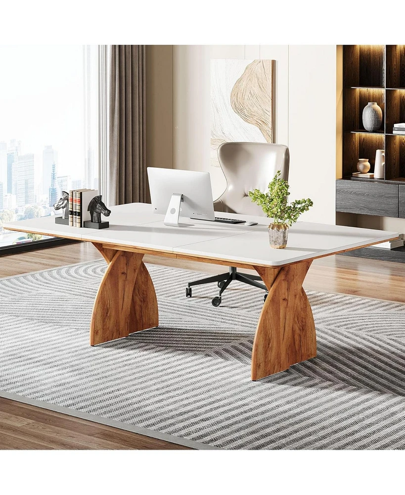 Tribesigns Executive Office Desk, Large Computer Desk, Modern Wood Desk with Heavy Duty Legs, Laptop Desk Study Writing Table Business Furniture, Work