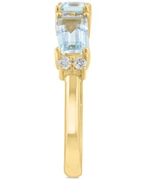 Effy Collection Diamond (1/6 ct. t.w.) & Aquamarine (1-5/8 ct. t.w.) Ring in 14k Yellow Gold