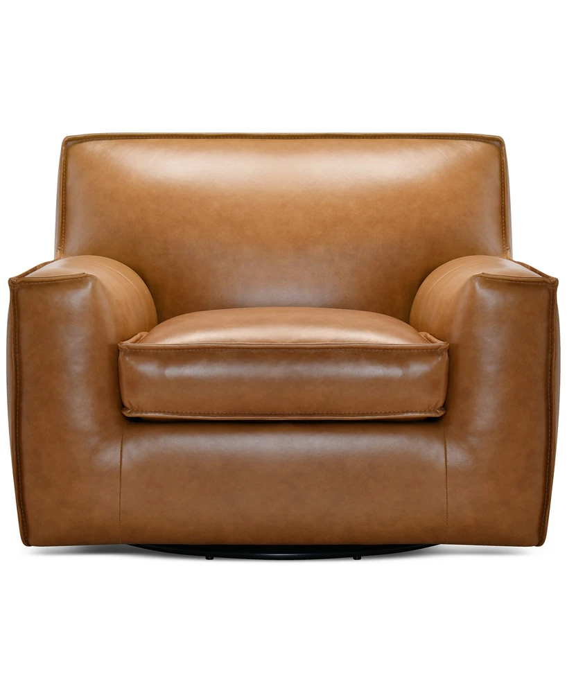 Glympton 44" Leather Swivel Chair, Exclusively at Macy's