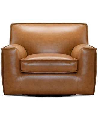 Glympton 44" Leather Swivel Chair, Exclusively at Macy's