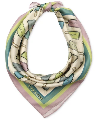 Coach Hang Tag Printed Silk Bandana Scarf