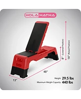 HolaHatha Multifunctional Fitness Aerobic Deck with Storage Compartment, Red