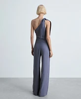 Mango Women's Asymmetrical Satin Jumpsuit