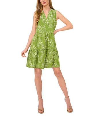 CeCe Women's Floral Sleeveless Baby Doll Dress