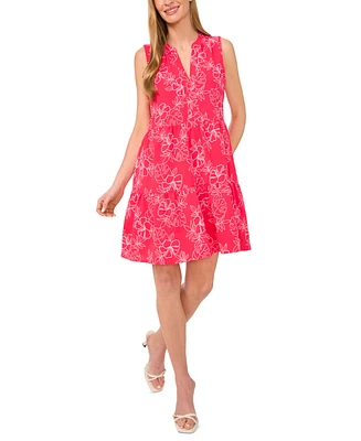 CeCe Women's Floral Sleeveless Baby Doll Dress
