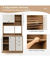 71 Inch Kitchen Pantry with 3 Storage Cabinet and 3 Deep Drawers