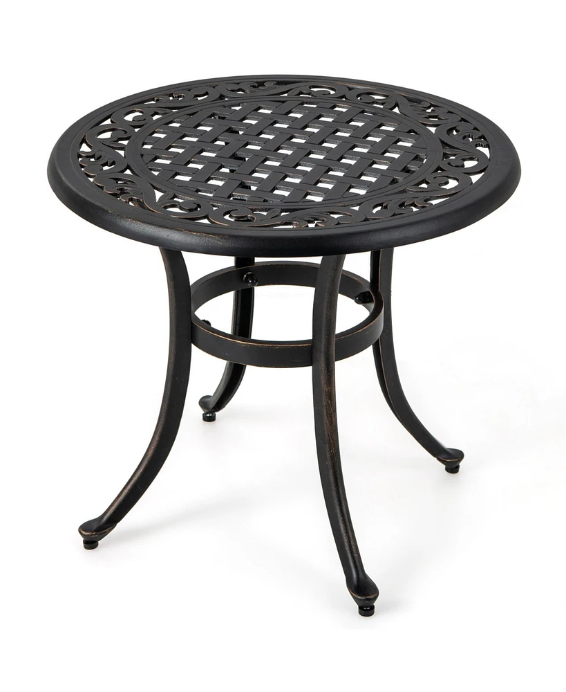 24 Inch Patio Side Table with Adjustable Footpads for Poolside Backyard Balcony