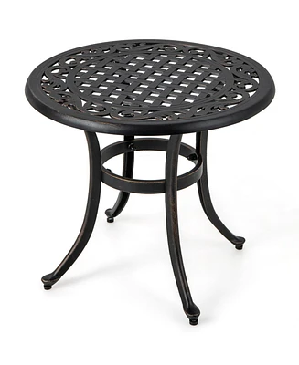24 Inch Patio Side Table with Adjustable Footpads for Poolside Backyard Balcony