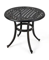 24 Inch Patio Side Table with Adjustable Footpads for Poolside Backyard Balcony