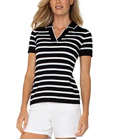 Liverpool Los Angeles Women's Short-Sleeve Striped Sweater