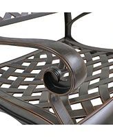 2 Pcs Outdoor Dining Chairs Cast Aluminium Patio Chair Set of Bistro Chairs, Bronze