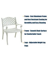 2 Pcs Outdoor Dining Chairs Cast Aluminium Patio Chair Set of Bistro Chairs, Bronze