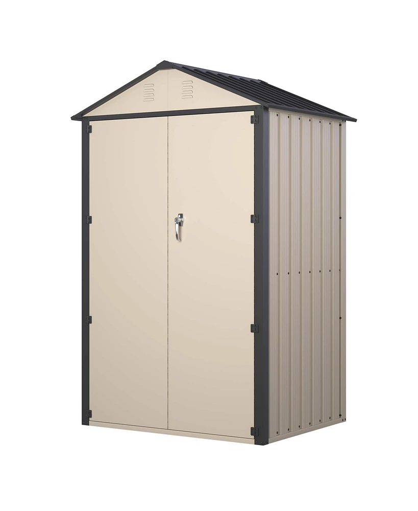 6x4 Ft Outdoor Storage Shed, Steel Metal Lockable Garden Shed, Tiny House, Utility Shed, Lean-to Shed & Outdoor Storage