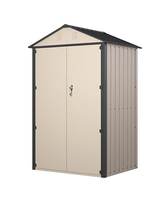 6x4 Ft Outdoor Storage Shed, Steel Metal Lockable Garden Shed, Tiny House, Utility Shed, Lean-to Shed & Outdoor Storage