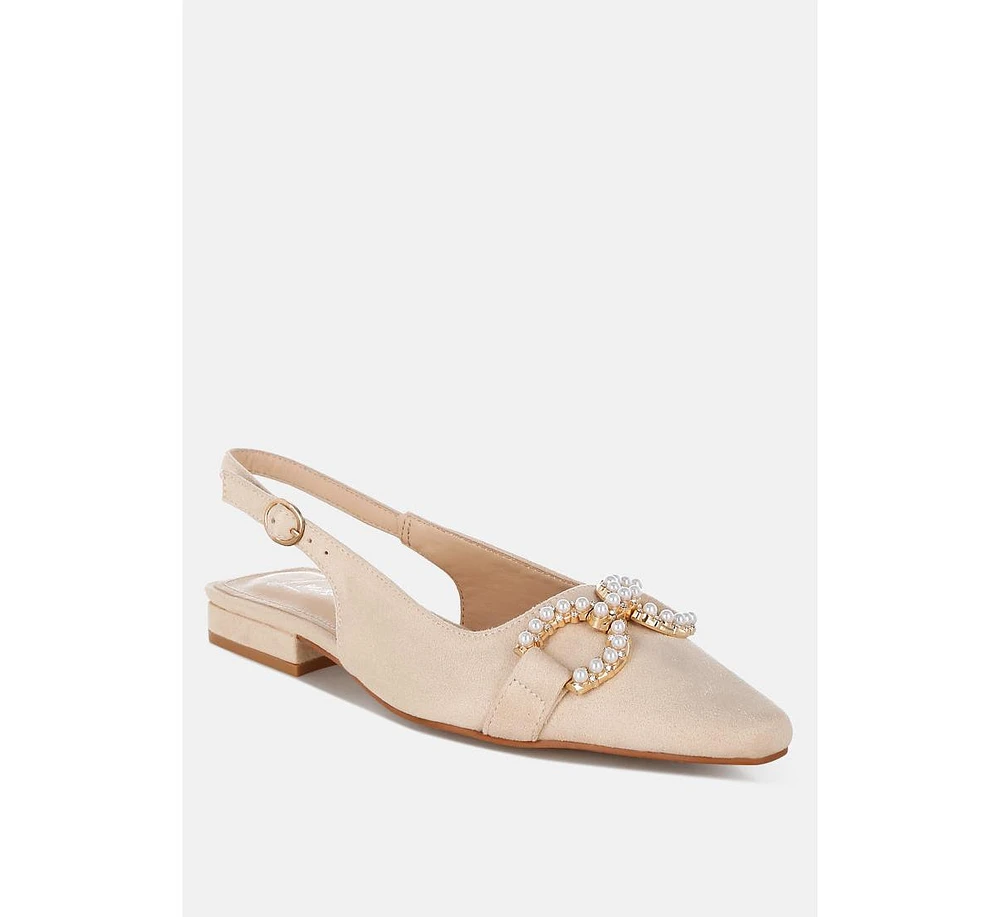 Salova Pearl-Studded Horsebit Flats