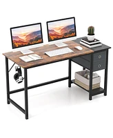 55-Inch Home Office Desk with 2 Drawers Hanging Hook-55 Inch