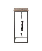 Modern C-Shaped Side End Table with 2 Usb Ports & 1 Charging Port for Convenience