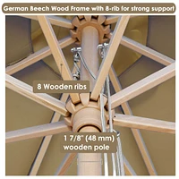 Yescom 13FT Large Outdoor Patio Umbrella UV30+ Wood 8 Rib Pole for Table Beach Yard Garden Wedding Deck Cafe Pool Tan