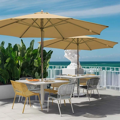 Yescom 13FT Large Outdoor Patio Umbrella UV30+ Wood 8 Rib Pole for Table Beach Yard Garden Wedding Deck Cafe Pool Tan