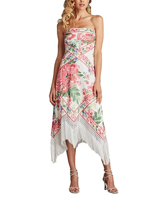 Tadashi Shoji Women's Brette Floral Print Tassel Fringe Midi Dress