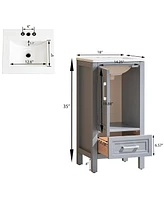 Casainc Fully Assembled 18" Freestanding Single Bathroom Vanity with 2 Handles Sets