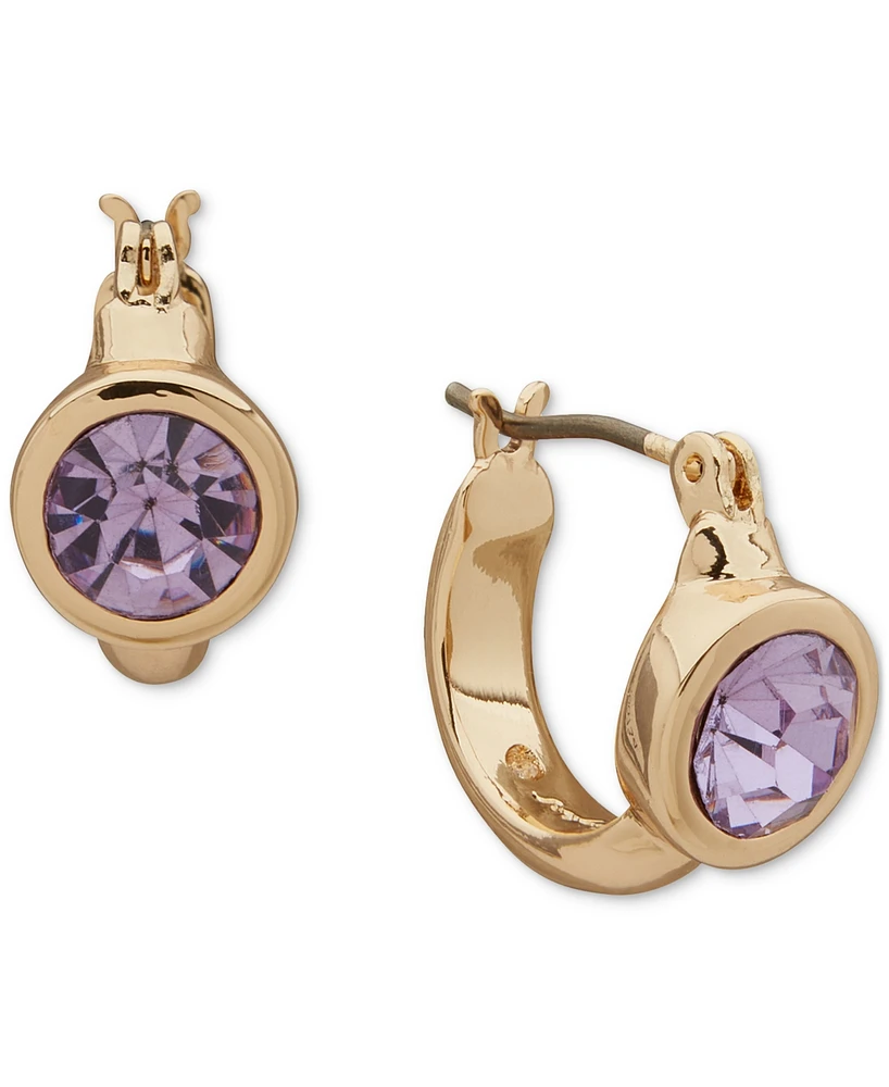 Karl Lagerfeld Paris Gold-Tone Stone Bezel Extra Small Huggie Hoop Earrings, 0.34"
