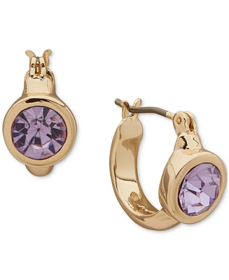 Karl Lagerfeld Paris Gold-Tone Stone Bezel Extra Small Huggie Hoop Earrings, 0.34"
