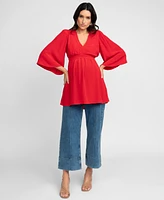 Seraphine Women's Maternity Flutter Sleeve Wrap Top