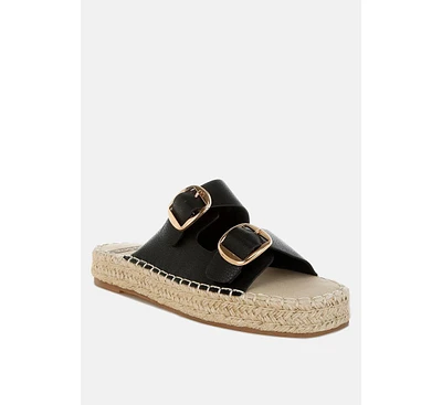 Palala Genuine Soft Leather Square Toe Espadrilles
