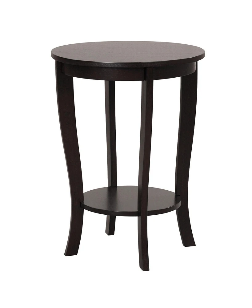 2-tier Round End Table with Solid Wood Legs