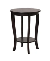 2-tier Round End Table with Solid Wood Legs