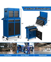 2-in-1 Rolling Tool Chest with 5 Sliding Lockable Drawers