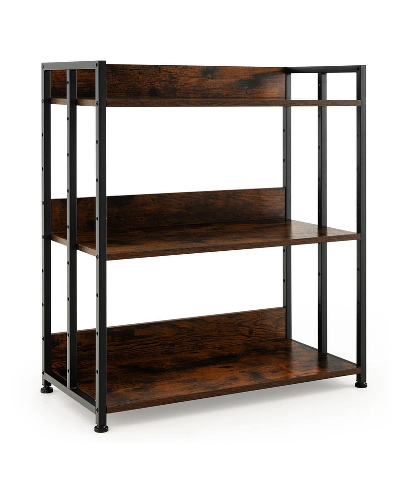3-Tier Industrial Bookshelf Storage Shelf Display Rack with Adjustable Shelves-3-Tier