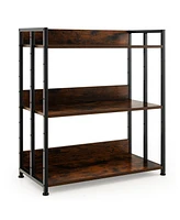 3-Tier Industrial Bookshelf Storage Shelf Display Rack with Adjustable Shelves-3-Tier