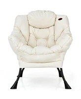 Modern Polyester Fabric Lazy Chair with Steel Frame and Side Pocket