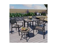 6-Piece Aluminum Outdoor Patio Dining Set with Square Table, Small Side Table and 4-Stackable Chairs