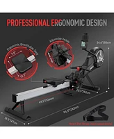 Joroto Rowing Machine, Air Magnetic Foldable Rowing Machines for Home Use, Rower Machine with 49.5" Rail, Backlit Monitor, Bluetooth, App Supported