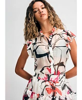 Isaac Mizrahi Women's Sleeveless Ruffle Blouse