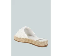 Yakna Pearl Embellished Woven Flats
