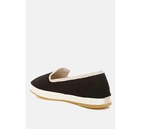Moshka Round Toe Canvas Slip-On Loafers