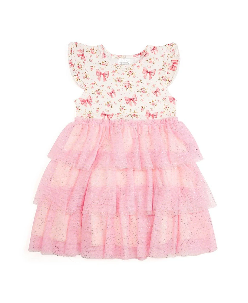 Sweet Wink Toddler Girls Ditsy Floral Short Sleeve Tutu Dress