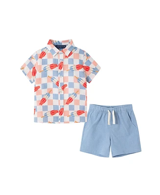 Andy & Evan Toddler Boys Toddler/Child Checkered Bomb Pop Buttondown Set
