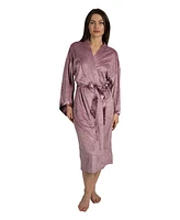 Tahari Women's Velour Kimono Robe with Flowy Bell Sleeves Satin Trim and Tie Front