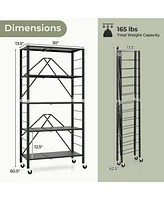 5-Tier Foldable Storage Shelf with Wheels