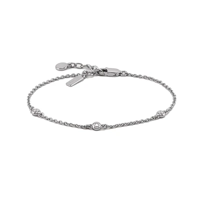 Vincero Women's Sapphire Trio Rolo Chain Bracelet – Sterling Silver Finish