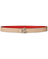 Lauren Ralph Logo Reversible Crosshatch Leather Belt