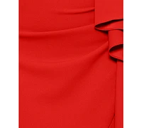 Betsy & Adam Petite Ruffled High-Low Sleeveless Gown