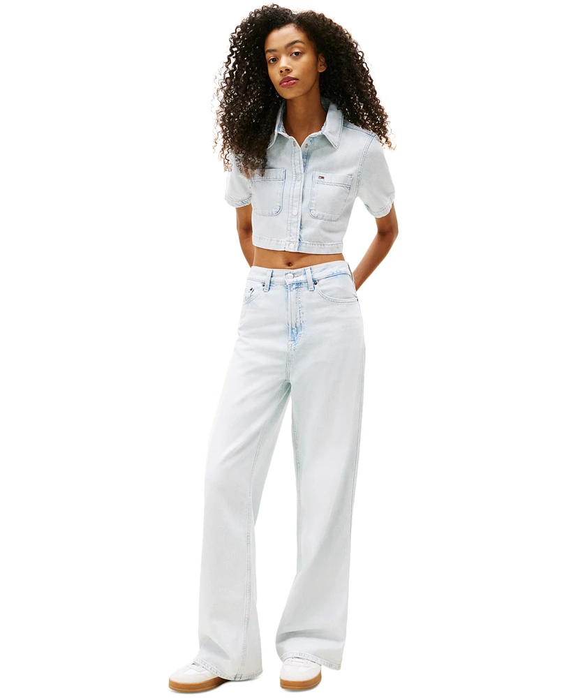 Tommy Jeans Women's Cropped Short-Sleeve Denim Shirt