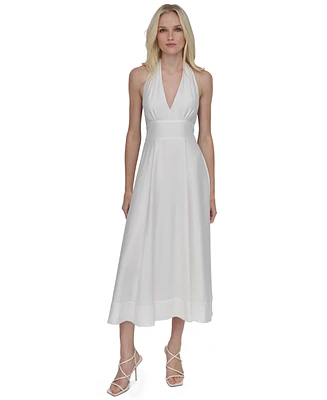 Dkny Women's Halter V-Neck Tie-Back Midi Dress