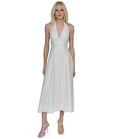 Dkny Women's Halter V-Neck Tie-Back Midi Dress